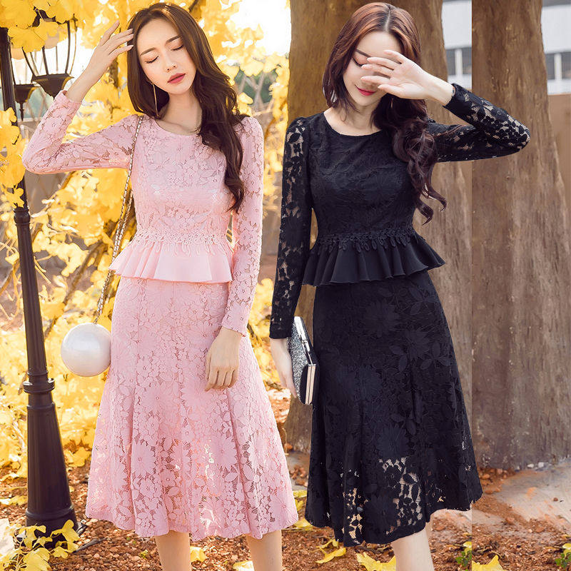 2018新款女装春装连衣裙时髦套装时尚大码胖mm中长款显瘦减龄裙子