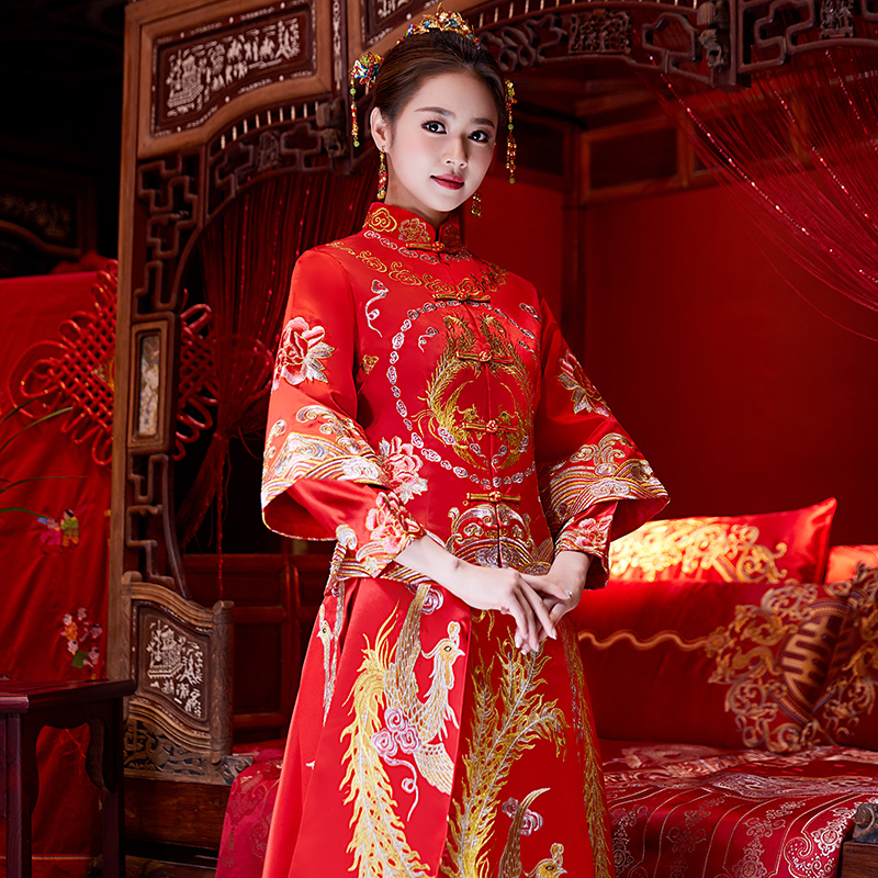 秀禾服新娘2018新款敬酒服结婚中式婚纱礼服中国风红色古装嫁衣女