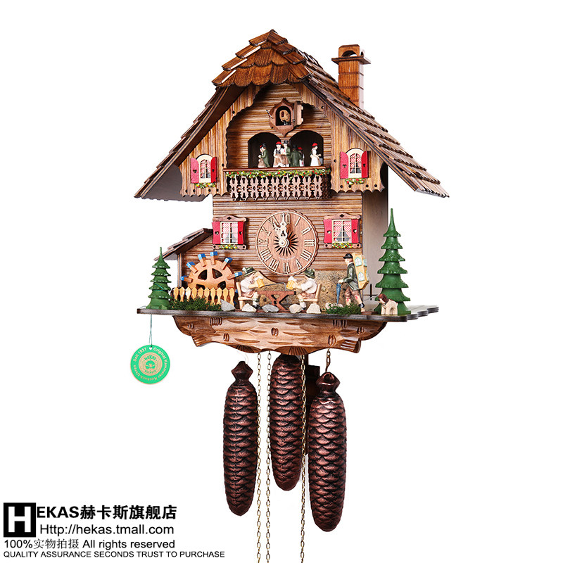 德国赫卡斯hekas黑森林布谷鸟咕咕挂钟上链田园
