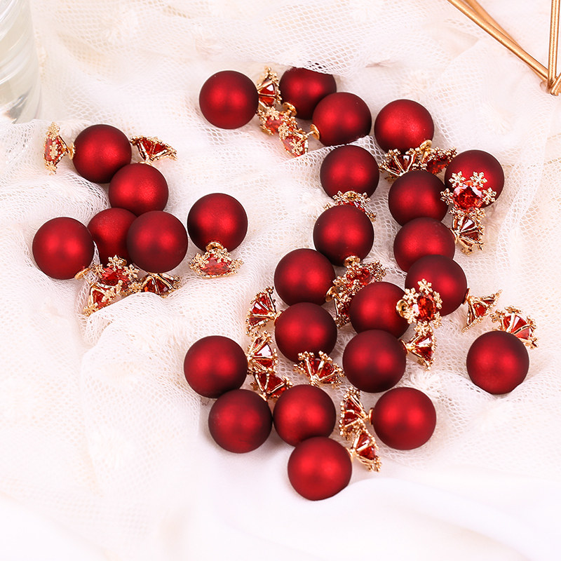 2018新款韩国百搭个性红珍珠耳钉网红气质雪花耳环耳花耳坠耳饰品