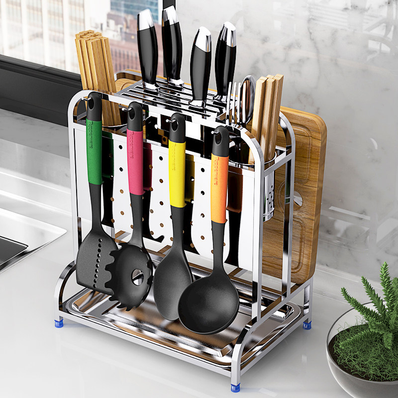不锈钢厨房用品置物架多功能收纳放筷菜板刀具架砧板架子刀座刀架