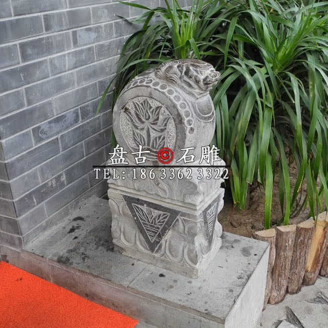 石雕石头仿古做旧狮子头做旧老石鼓门墩抱鼓石门鼓石墩镇宅辟邪石