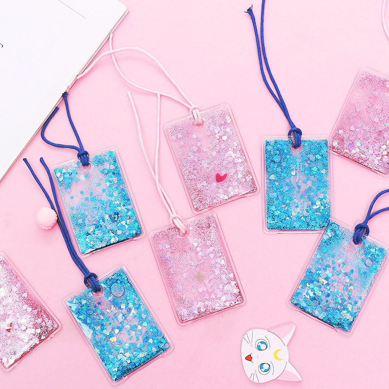 热销书签_创意入油流沙书签韩国粉嫩少女心亮片书签学生文具看书阅读