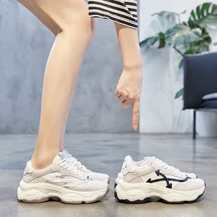 老爹女鞋2019红包最多的qq群号秋防水爆款百搭厚底增高休闲网红运动ins潮鞋子