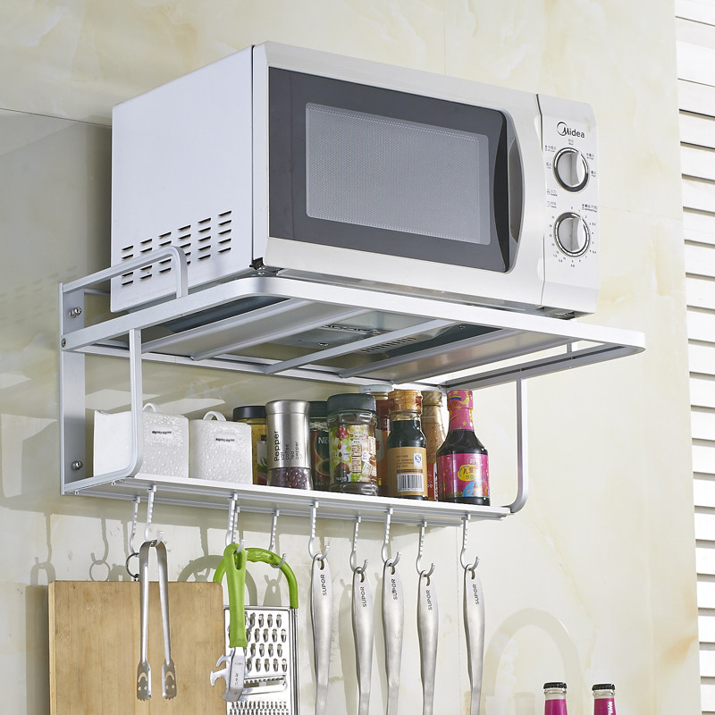 微波炉架 支架_厨房置物架铝合金微波炉架子墙壁挂双层微波炉支架电