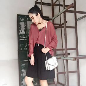 4.26 ROSIE WANG 简约腰带高腰裤女2018春