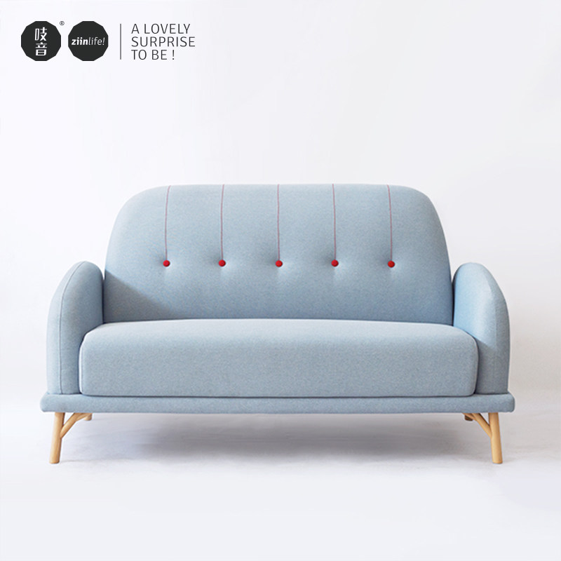ziinlife吱音小俏皮双人布艺沙发 北欧风小户型客厅沙发客拆洗