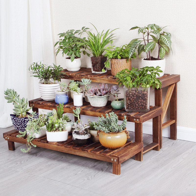 阳台花架实木多层阶梯式单层木质落地式室内多肉植物花盆架子特价