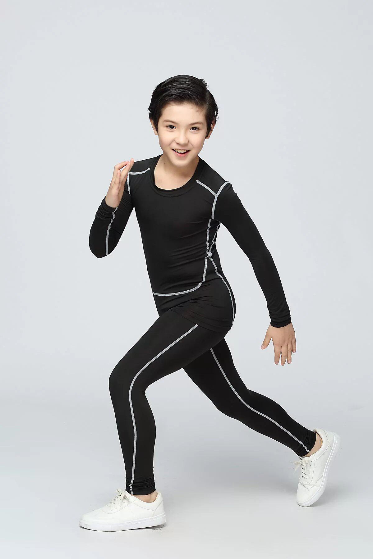 儿童速干衣套装_儿童运动打底紧身衣套装速干健身服小孩篮球打底裤