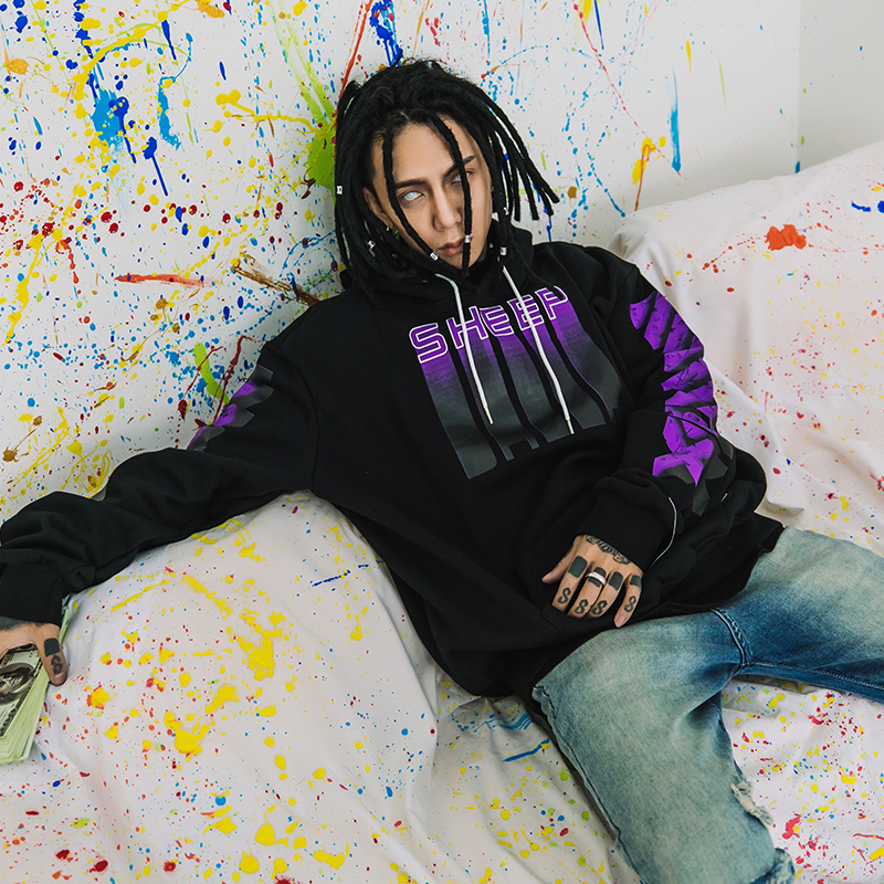 我叫得仔原创潮牌欧美高街嘻哈宽松连帽套头加绒卫衣男女情侣国潮