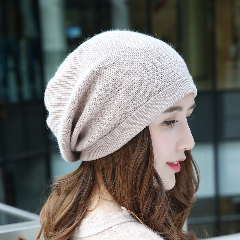 一折羊绒帽子女冬