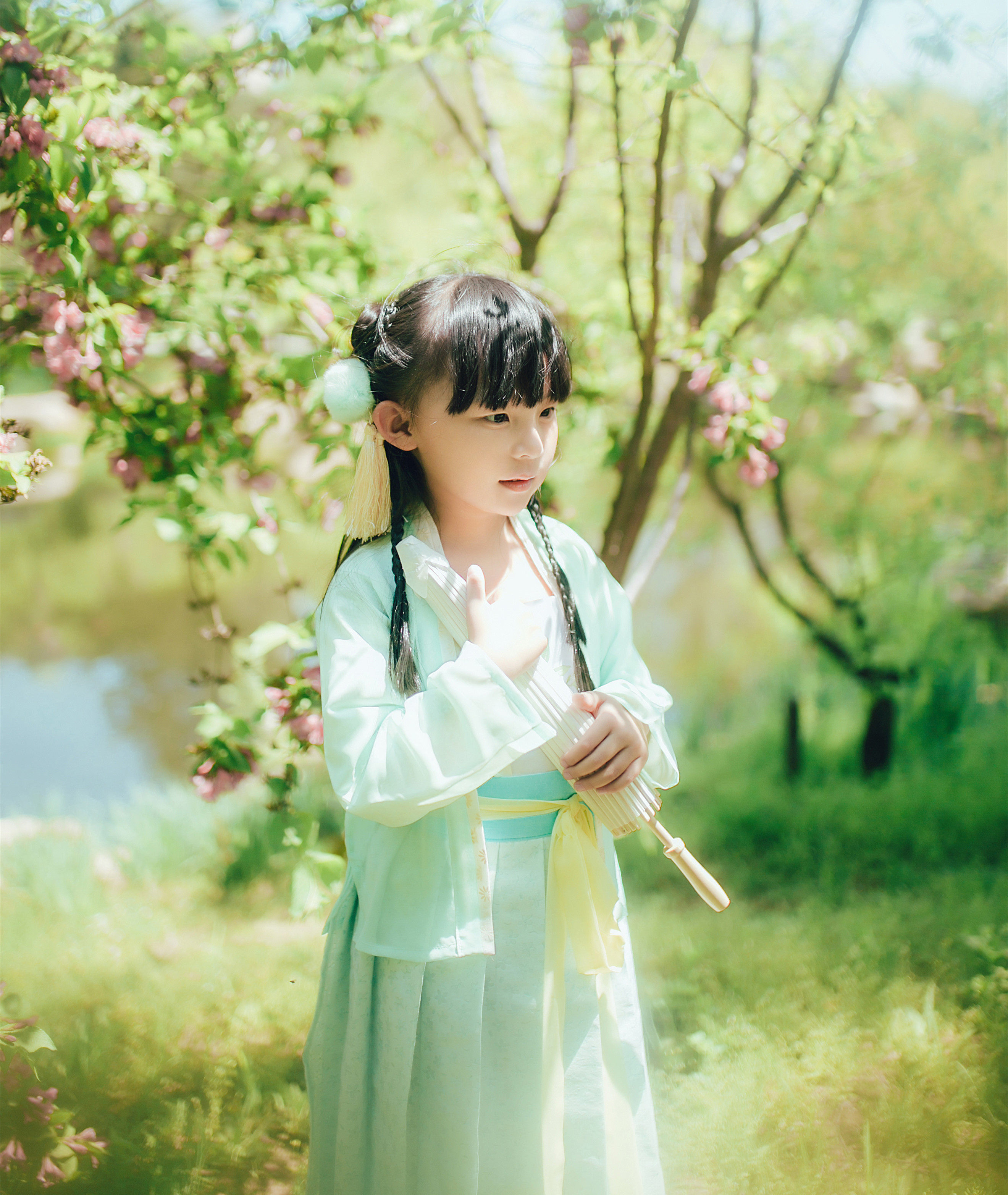 【如盈衣坊】汉服 儿童汉服齐腰襦裙褙子 绿色 汉服定制【初夏】