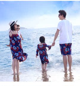 2018夏季三四韩国风新款亲子装旅游母女海边
