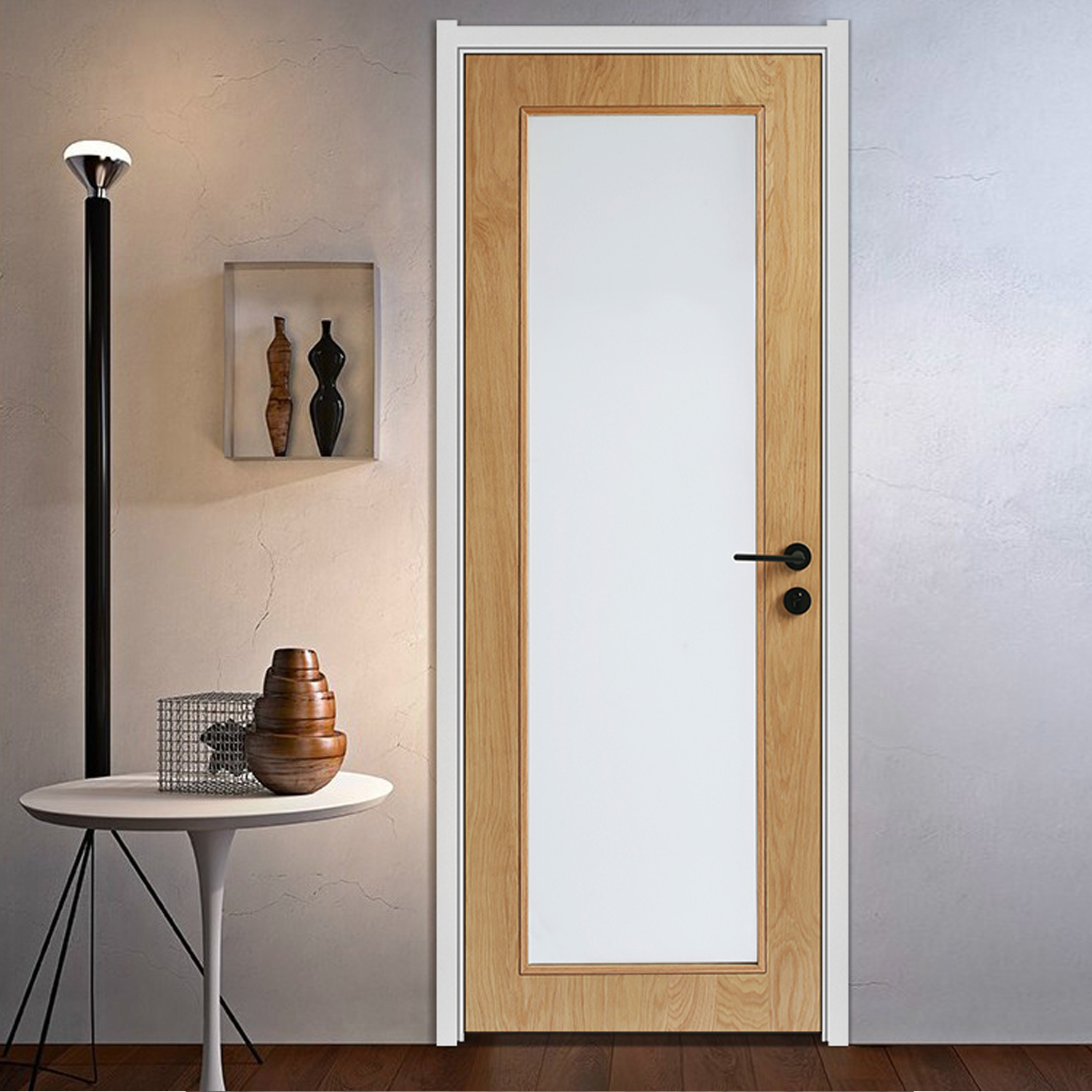 北欧设计师定制木门 白橡木实木饰面 卫生间玻璃门优惠券