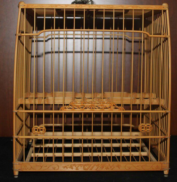 绣眼鸟笼名家琉青大镶顶满雕梅兰竹菊绣眼亮笼板笼