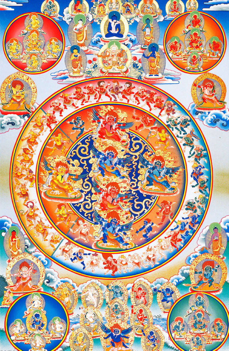 线绣 满格全绣 精准印花 唐卡十字绣 藏传密宗 文武百尊唐卡