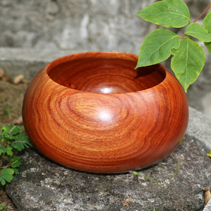 复古实木碗罐 圆钵干果收纳木钵 缅甸花梨木 禅意红木木雕摆件