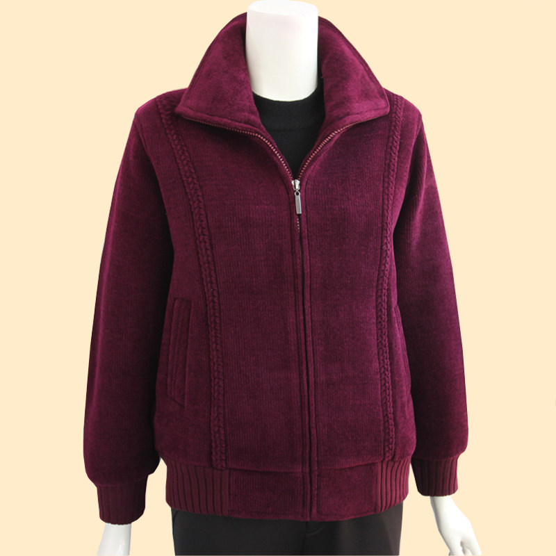 冬季_中老年女短外套 秋冬妈妈装灯芯绒外套 冬季加厚条绒外套 女上衣