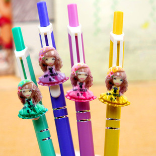 可爱卡通花花姑娘自动铅笔0.7创意自动笔免削小学生文具奖品批发