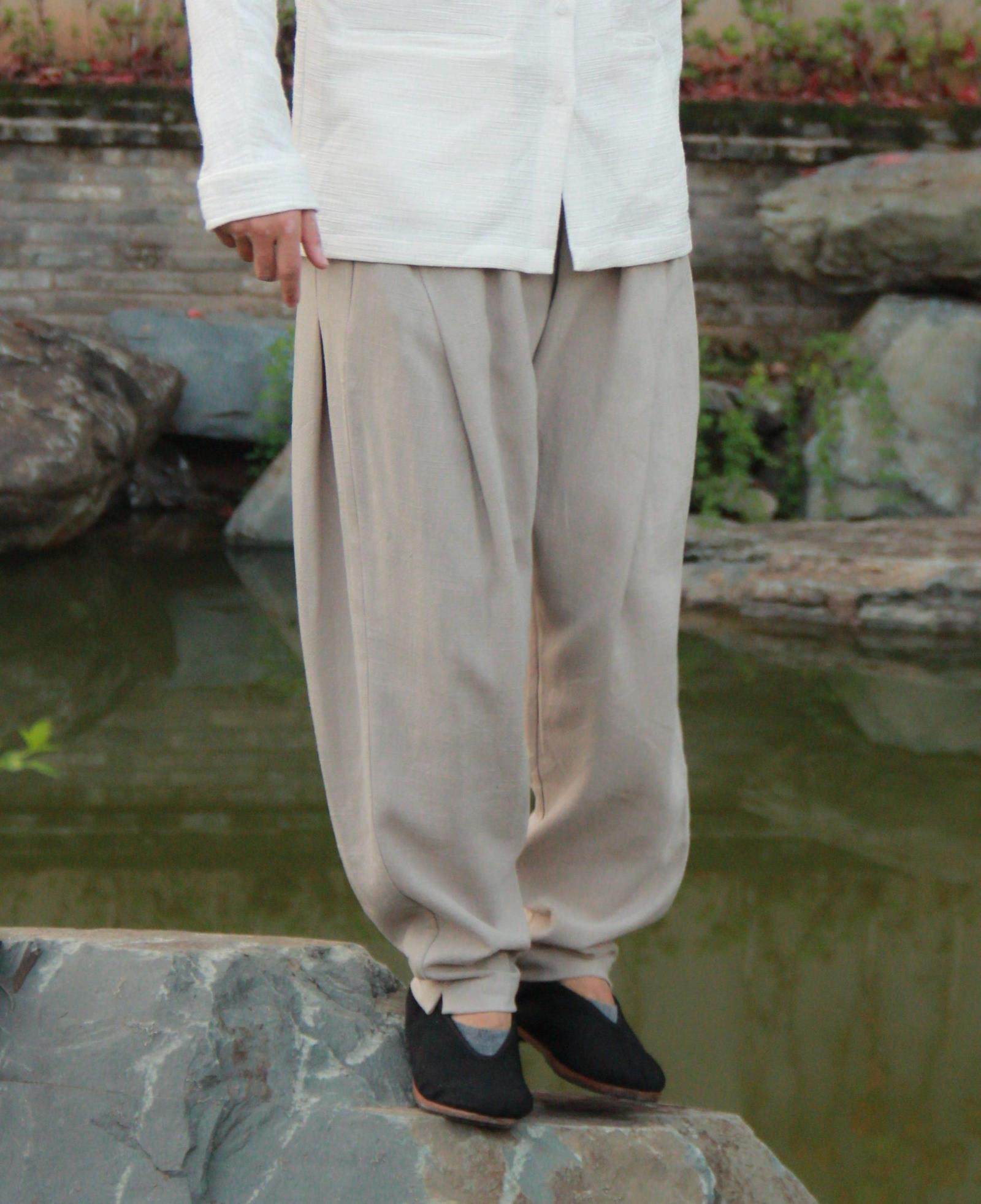 中国风男装裤子 收口_忘·汉服元素原创设计中国风汉风男装茶人服禅修