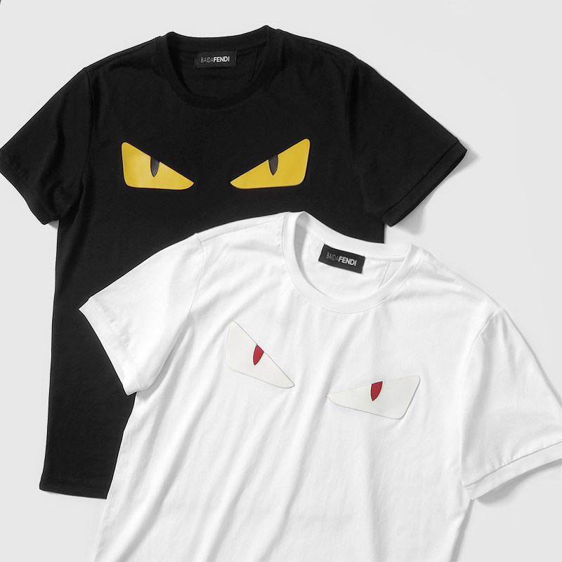 经典款百达芬迪小怪兽真皮黄色恶魔眼男士圆领t恤 男装萌眼睛短袖