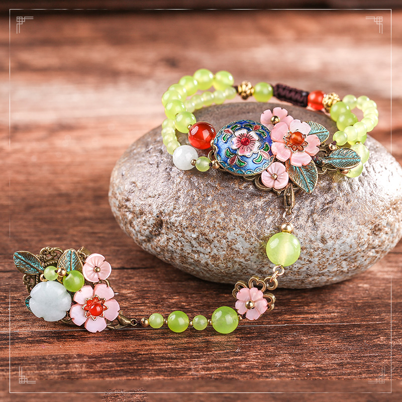 热销古风手链戒指一体_百年原创古风手链戒指一体链女两用可调节个性