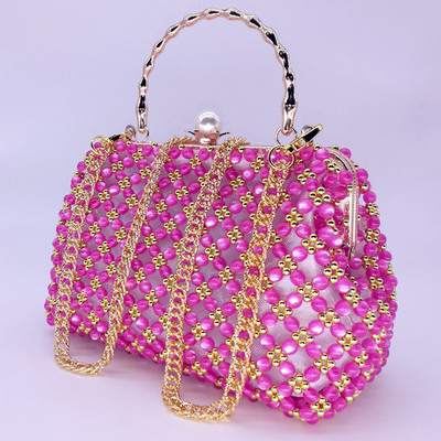 手工串珠包diy材料包手工编织包diy包猫眼珍珠口金包斜挎包晚宴包