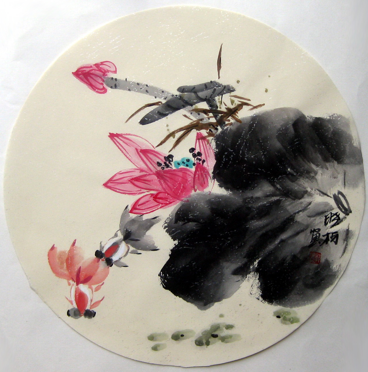 纯手绘国画花鸟小品斗方 四尺八开35cmx35cm写意兰花兰草装饰字画