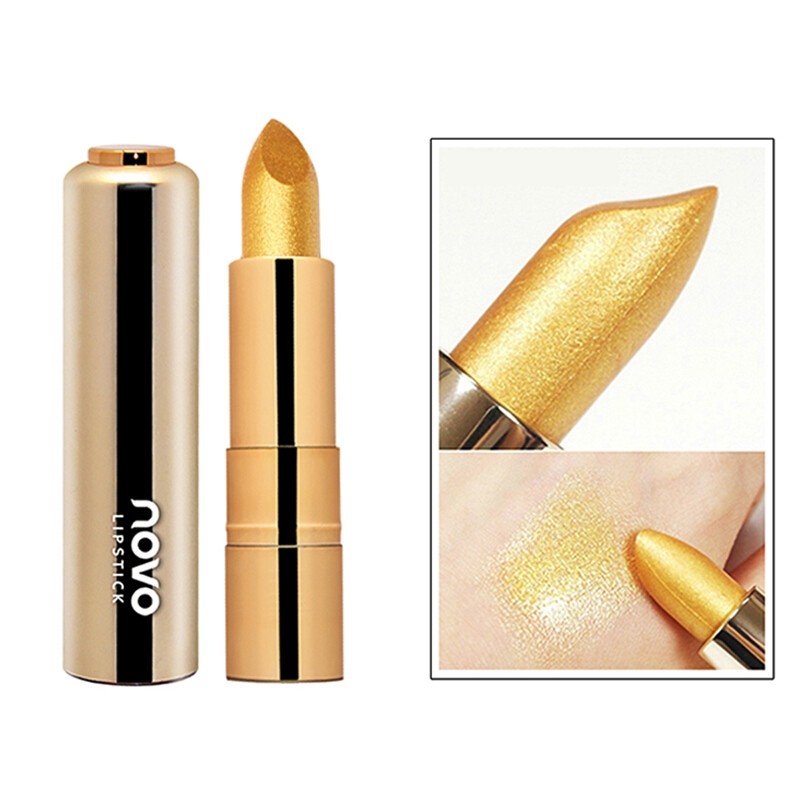 一折鎏金口红 琉金色_novo 纷泽光感鎏金唇膏 人鱼姬琉璃金珠光口红显