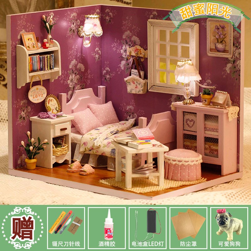 手工diy小屋 迷你小家具_2018新款迷你小房子diy小屋手工制作小房间