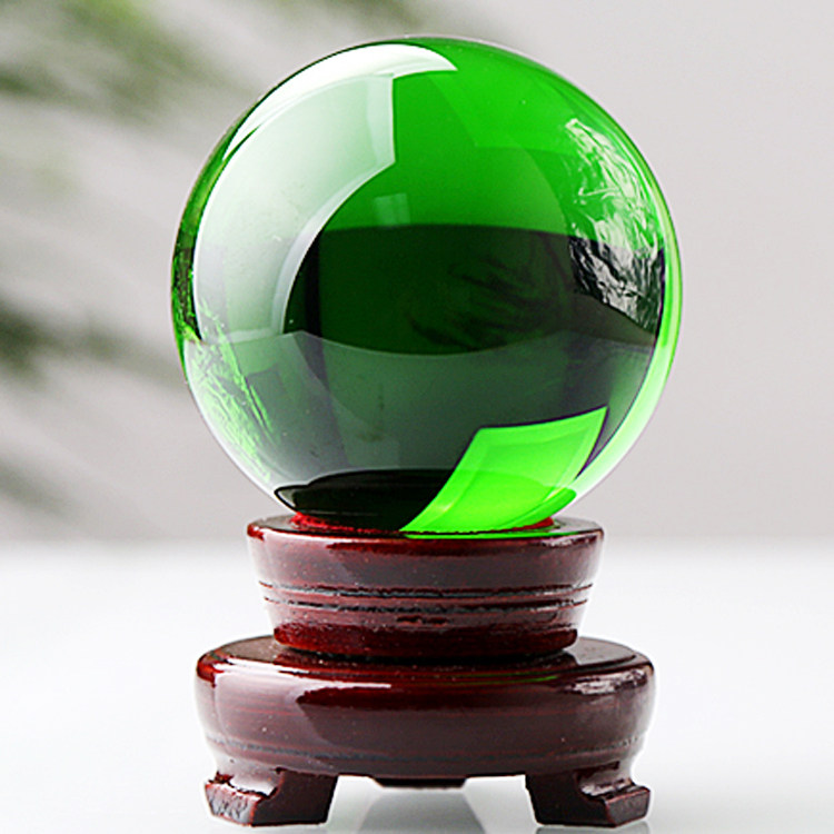一折绿幽灵球_绿色水晶球摆件镇宅旺运旺事业风水珍藏饰品绿幽灵办公