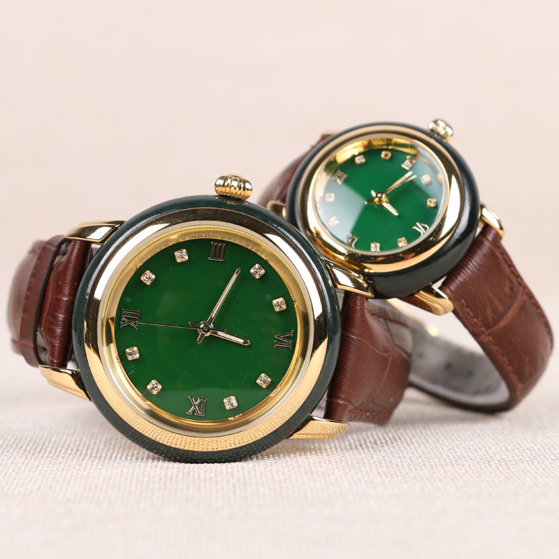 热销手表石英表男女情侣腕表_和田玉手表新疆青玉手腕表墨绿复古甜美