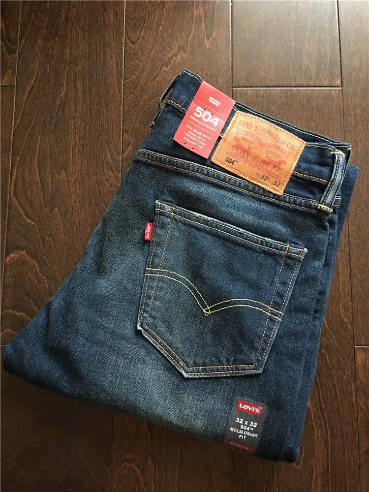 美国官网正品 levis 504 李维斯男士直筒深蓝水洗牛仔裤