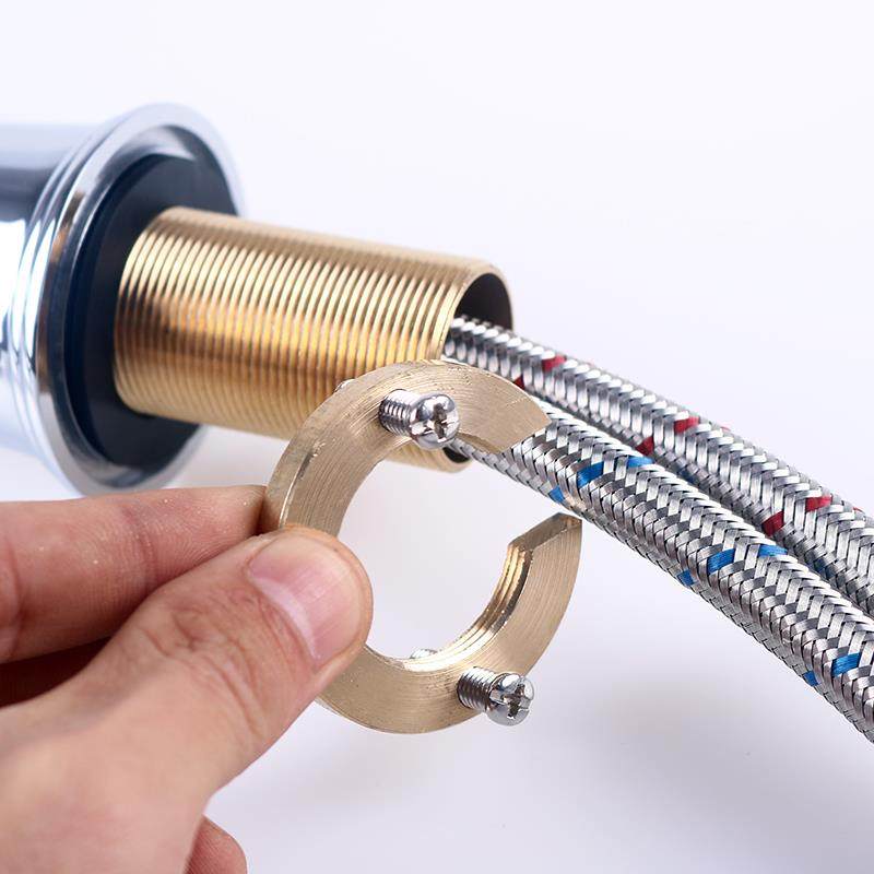 一折抽拉龙头配件_抽拉旋转厨房洗菜盆水龙头配件底部固定铜螺母缺口