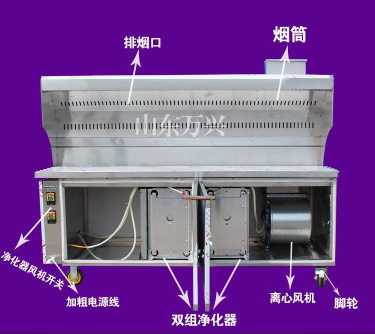 摆摊_万兴商厨无烟净化烧烤车商用摆摊移动烧烤炉木炭油烟净化器环保