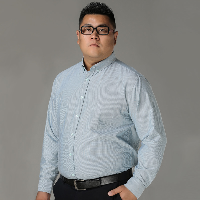 2018秋季新款特大码男士休闲衬衫胖子加肥加大号男条纹长袖衬衣优惠券