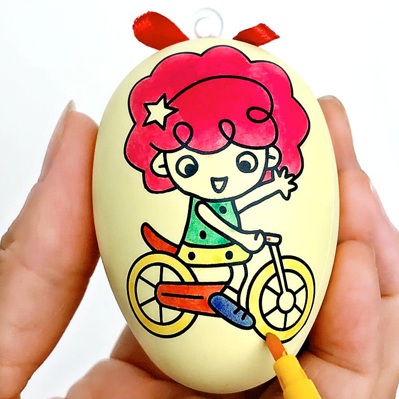 儿童卡通手绘鸡蛋塑料玩具幼儿园diy美术手工制作材料绘画彩蛋