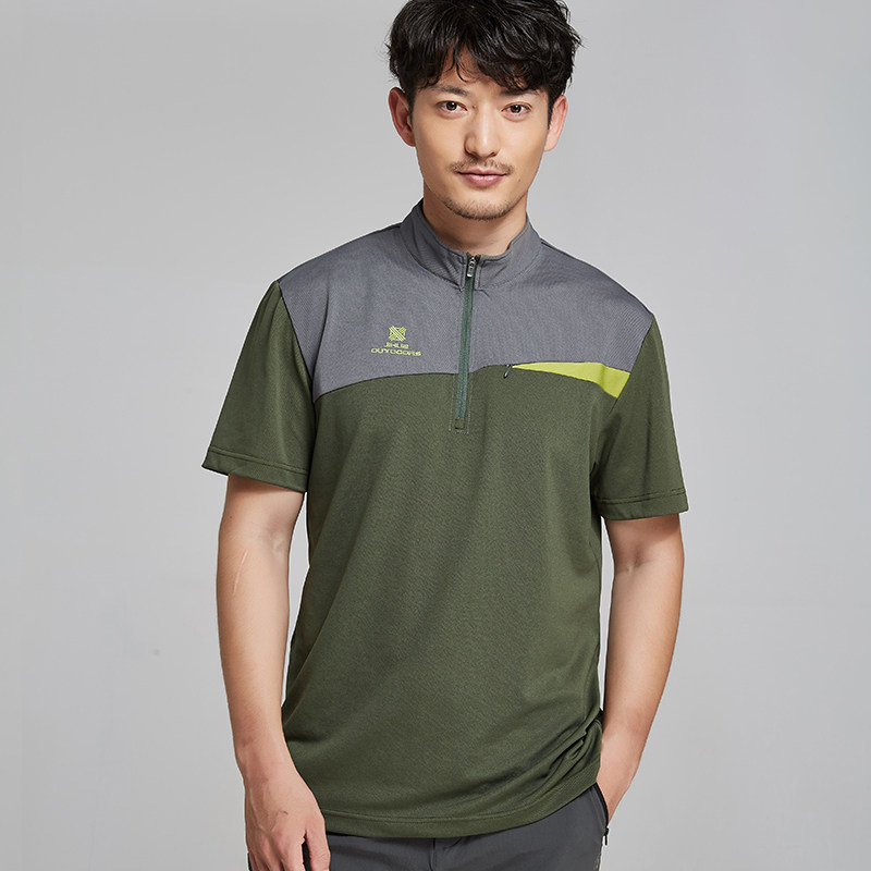 际华户外速干衣男短袖立领跑步健身大码夏季快干衣服户外运动t恤