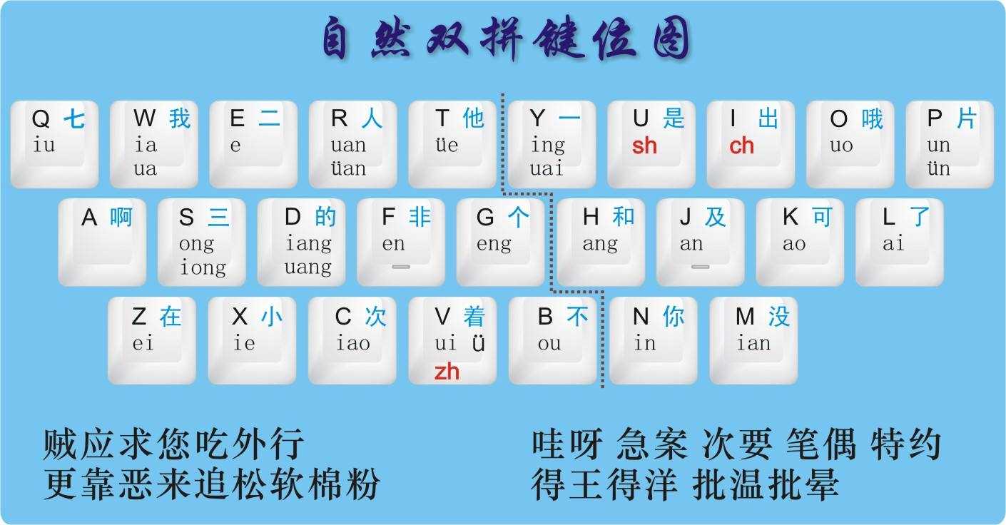 自然码双拼小鹤双拼微软双拼自定义双拼键盘贴输入法紫光双拼加加