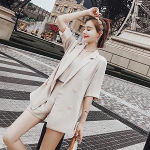 成熟套装女女神气质前台韩版时尚三件套简约2019夏小西装裙子百搭