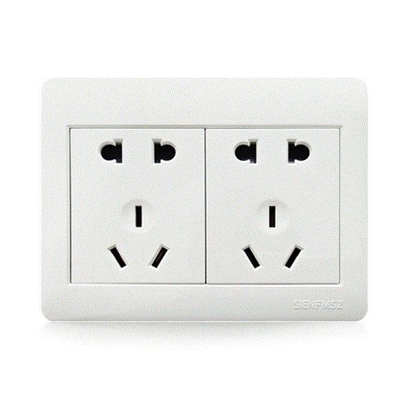 雅白明装一开五孔插座 插座插座 七孔插座 明线插座 86型明装插座