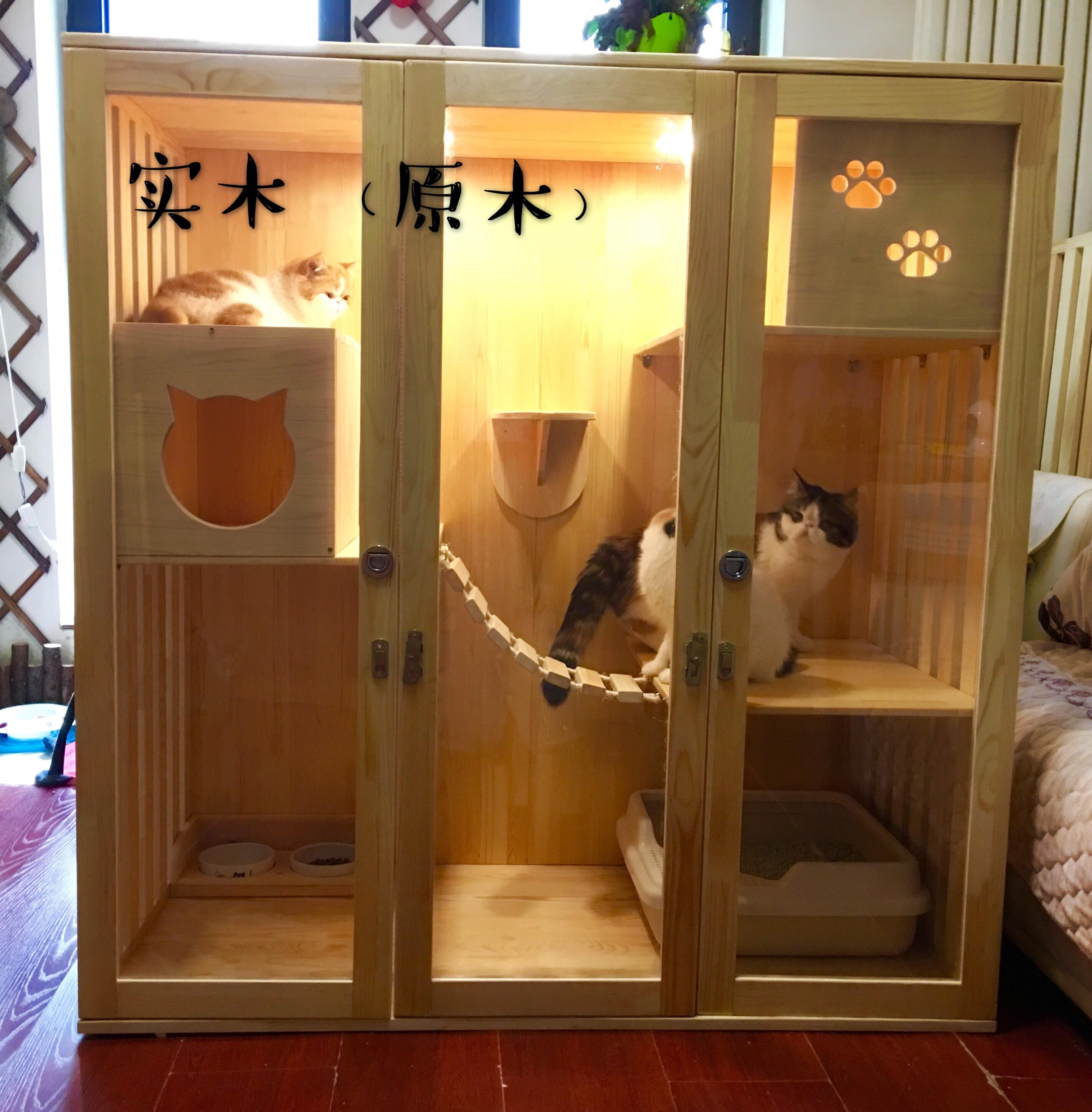 热销猫别墅 木制_实木猫窝猫别墅猫房子定制木制猫窝猫房子定制实木猫