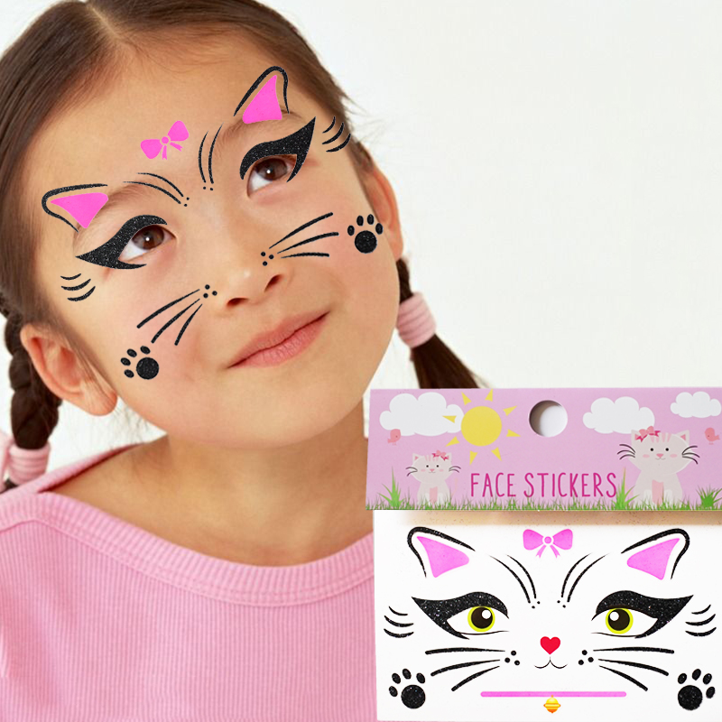 六一儿童脸贴卡通动漫独角兽老虎猫咪幼儿园演出装饰幼儿化妆优惠券