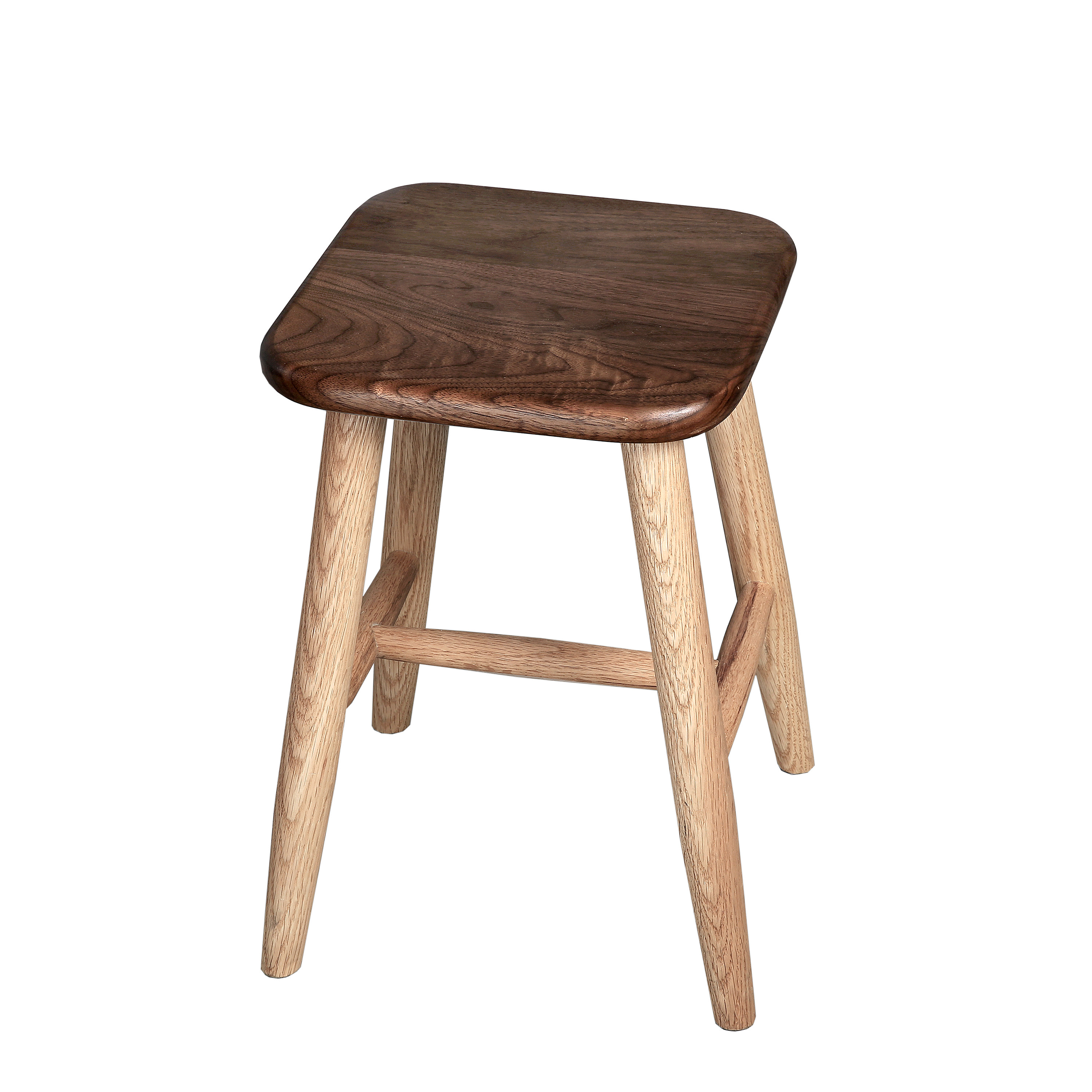 北欧日式方凳原木创意家具黑胡桃木实木圆凳子简约家用换鞋省空间