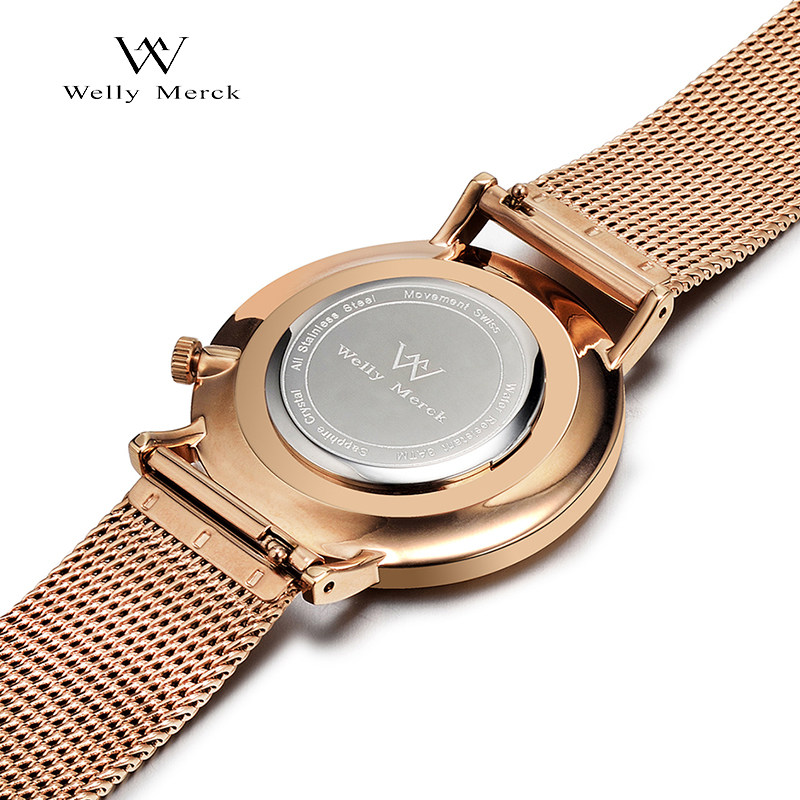 welly merck 瑞士女士手表 时尚简约超薄防水女表 正品女款腕表