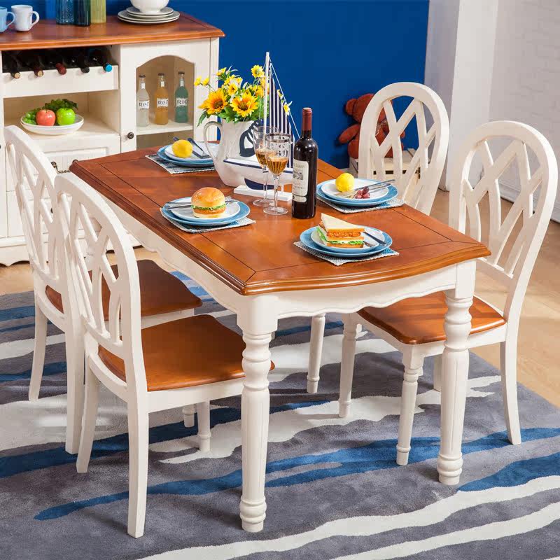 地中海餐桌椅组合 实木