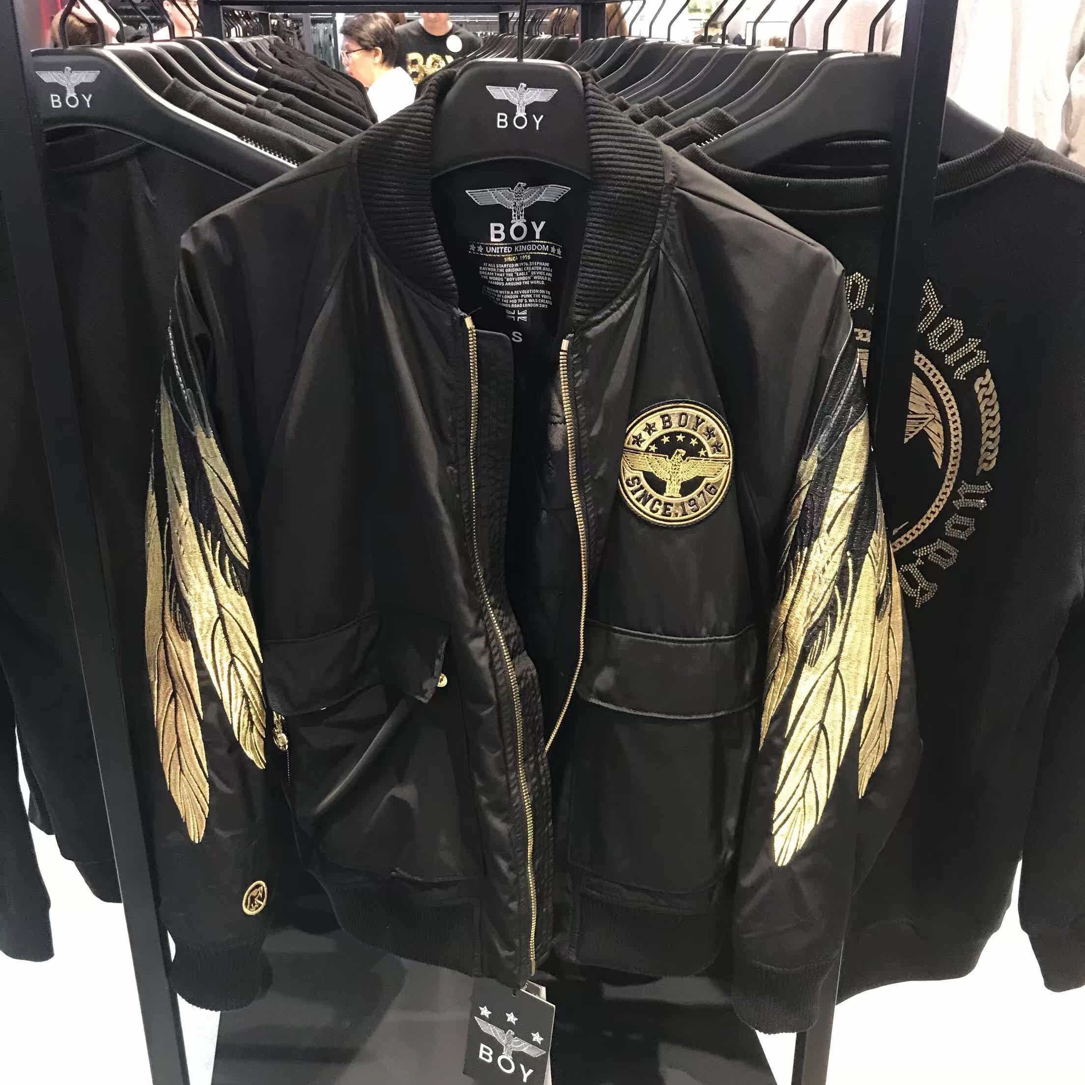 香港2018秋冬新款boy韩版刺绣老鹰翅膀休闲男女夹克 棉服 外套优惠券