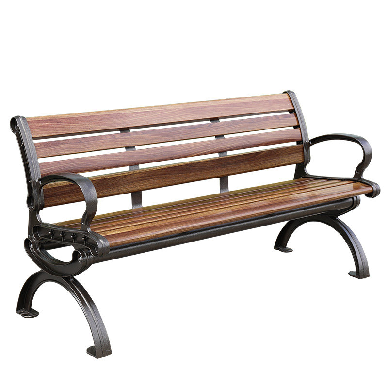 梓晴公园椅户外长椅休闲广场椅碳纤维室外铸铝坐具庭院防腐木长凳
