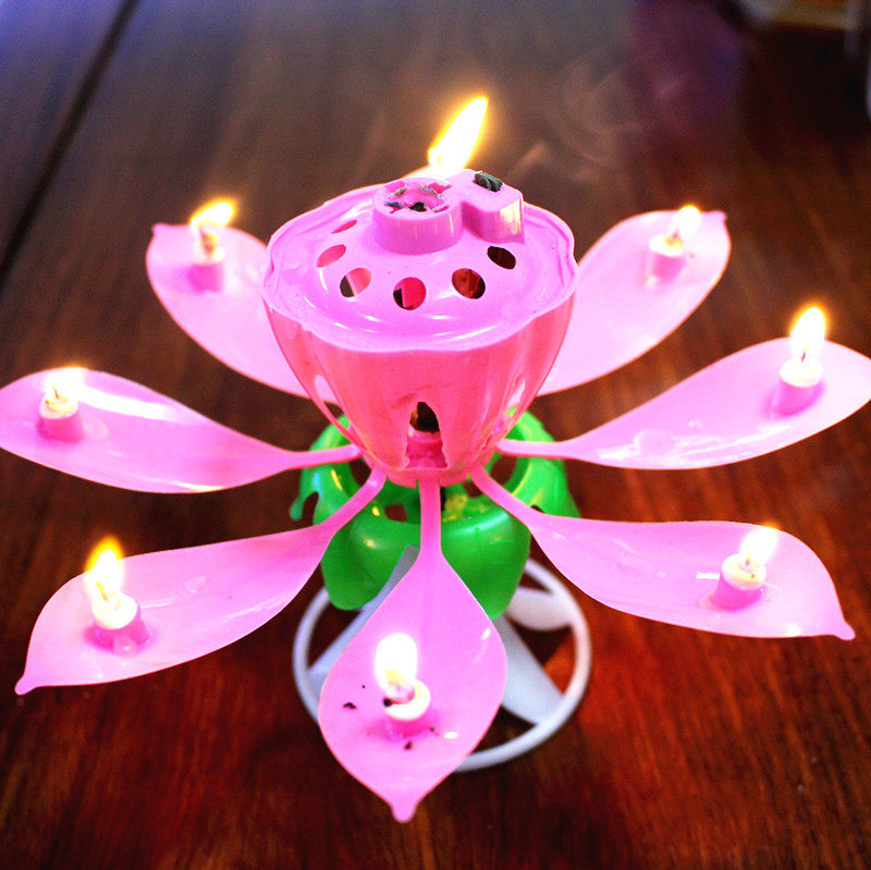 生日蜡烛 创意_创意生日蜡烛 自动开花音乐蜡烛 浪漫烛光单层莲花荷花