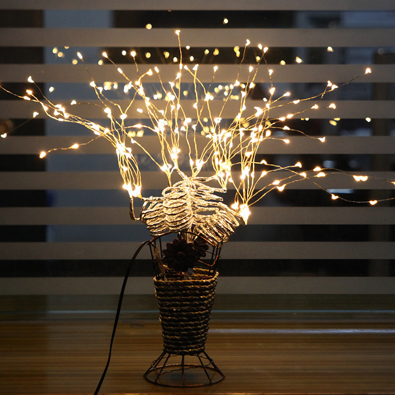 云端少女_星星灯串云端少女房间布置led彩灯闪灯满天星树枝铜线灯客厅